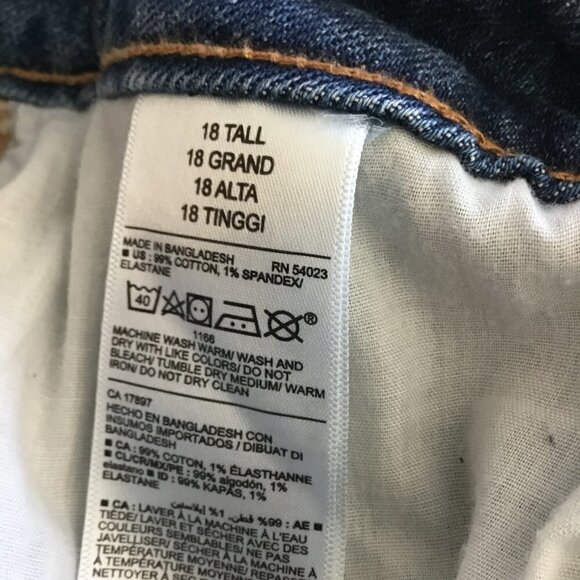 Old Navy O.G. Jeans Women's Size 18 Tall High Rise Straight Leg Dropped Raw Hem - Picture 4 of 7